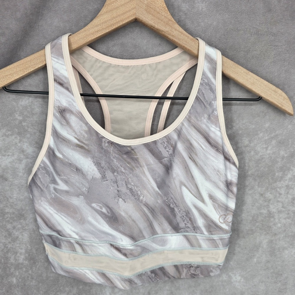 CALIA Made to Play Double Strap Sports Bra Crisscross Small Pale Pink/Gray
